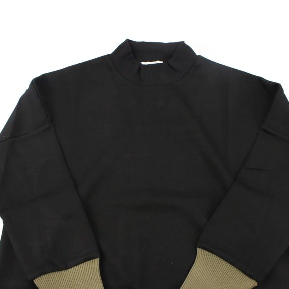 NEW Spring NOD New York Black Striped Cuff Turtle Sweatshirt with Green Blend - Picture 4 of 12